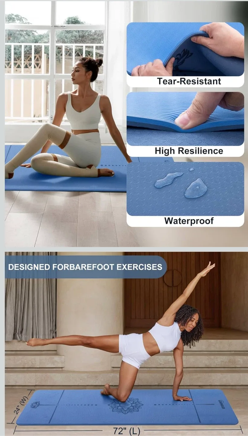 UMINEUX Yoga Mat - 10mm Thick, Blue image indicator(2)