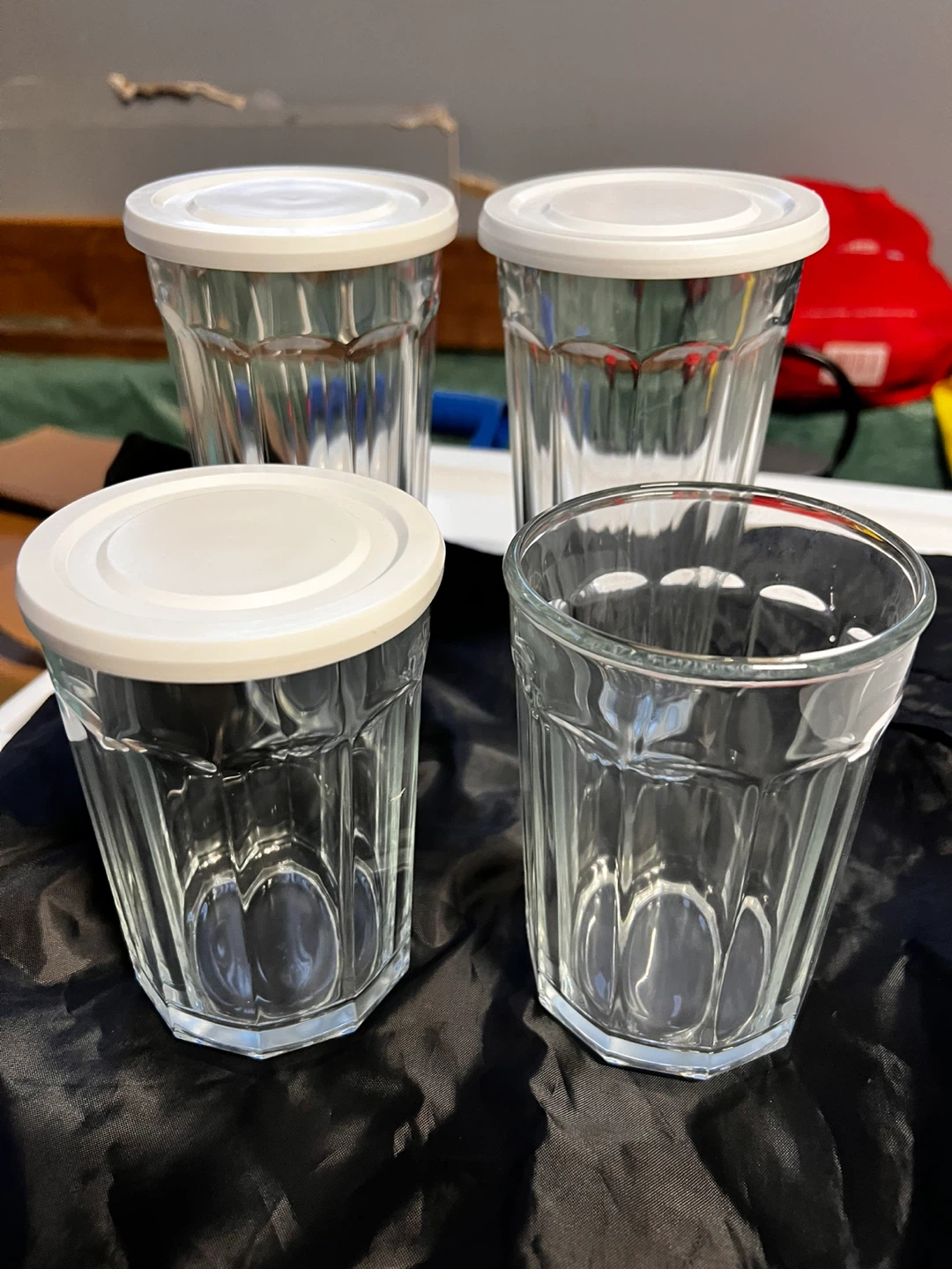 Glass container Cups with Lids (Set of 4)
