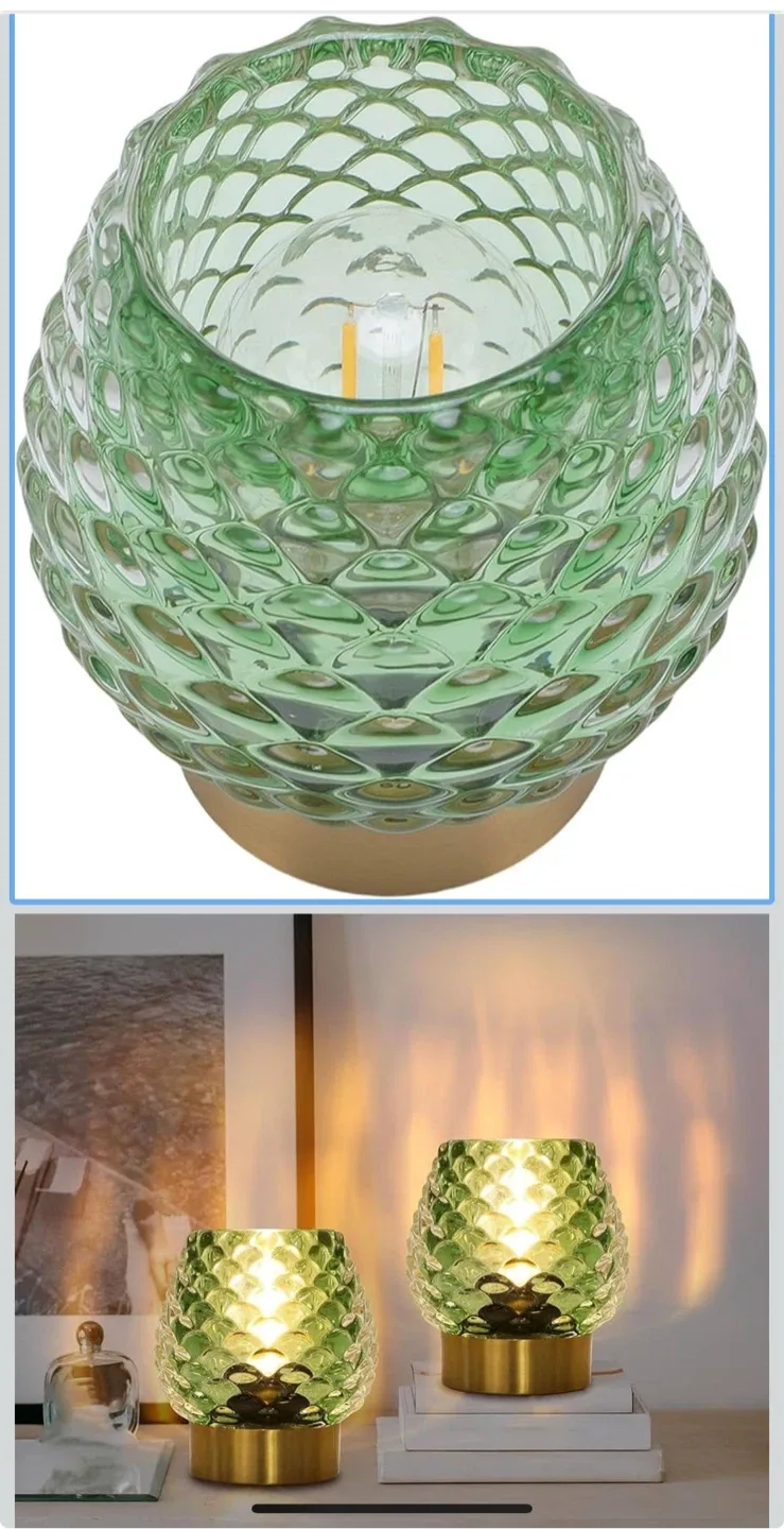 Green Glass Pineapple Table Lamp thumbnail