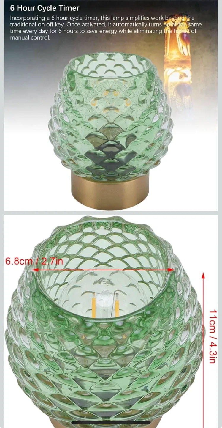 Green Glass Pineapple Table Lamp image indicator(3)