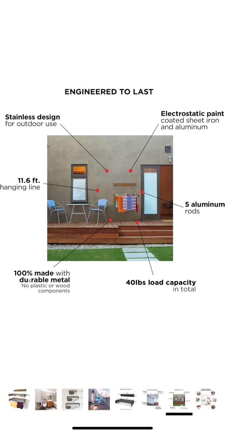 Wall Mounted Clothes Drying Rack image indicator(8)