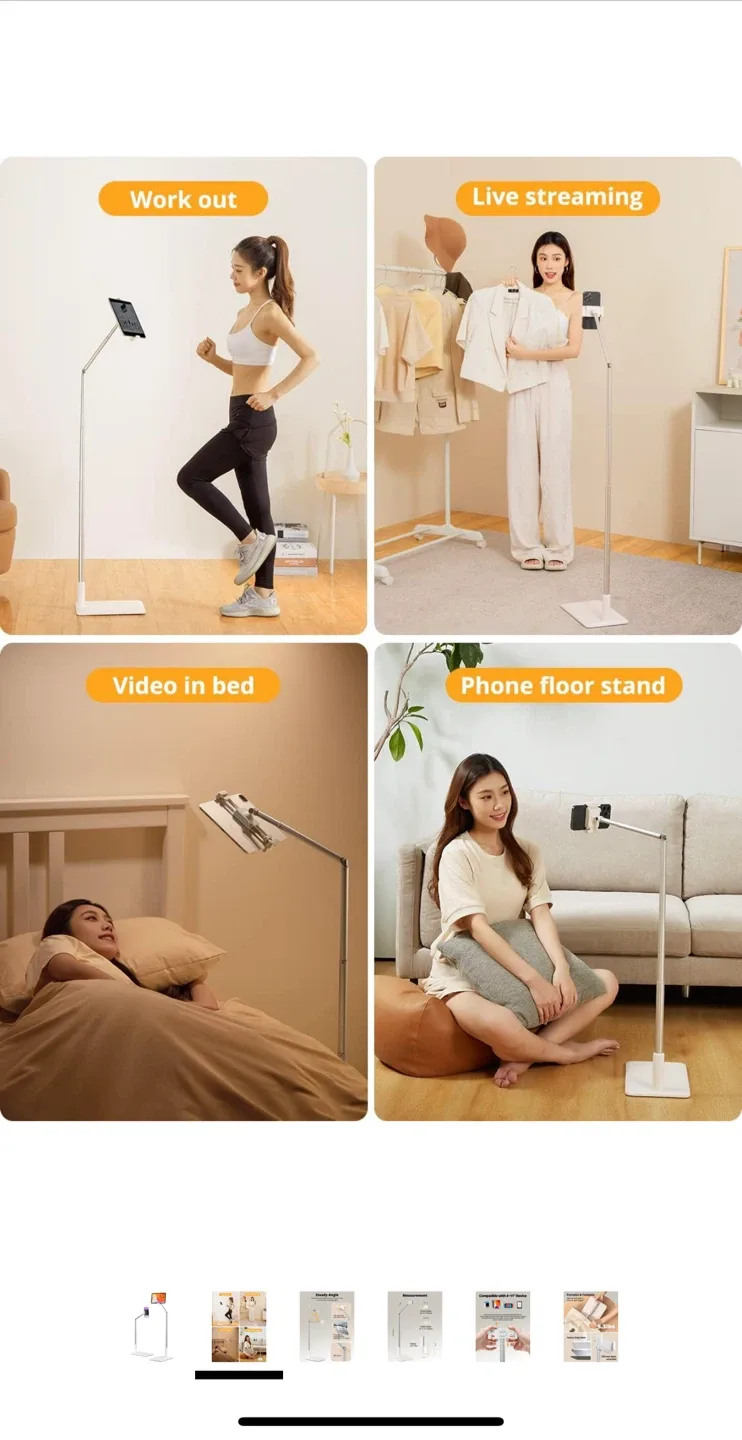 Adjustable Phone/Tablet Floor Stand - 4-11" Device image indicator(2)