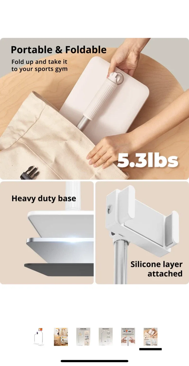 Adjustable Phone/Tablet Floor Stand - 4-11" Device image indicator(6)