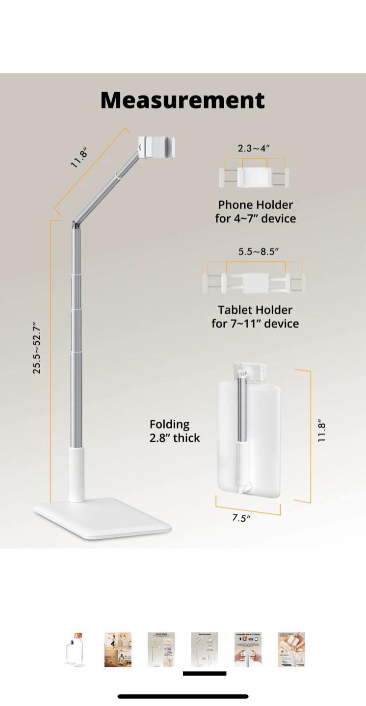 Adjustable Phone/Tablet Floor Stand - 4-11" Device - photo 4