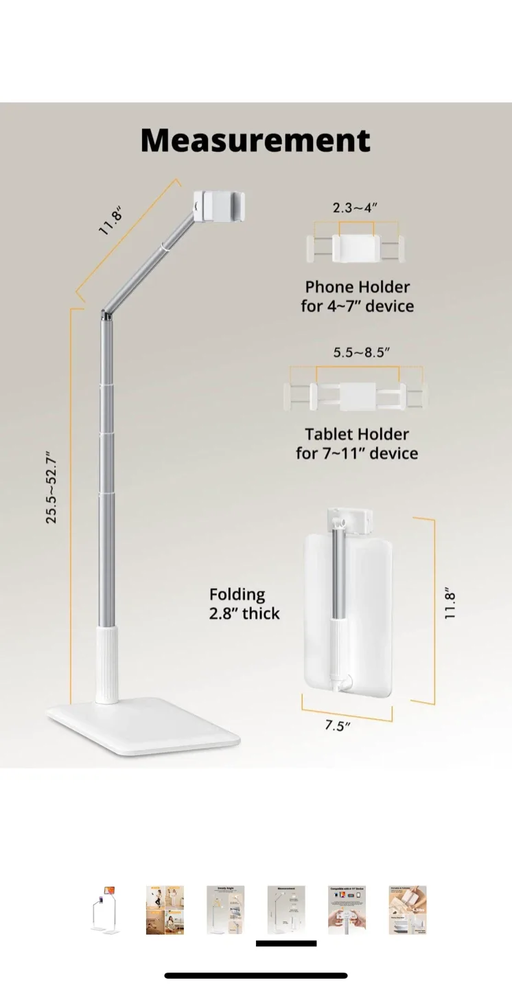 Adjustable Phone/Tablet Floor Stand - 4-11" Device image indicator(4)