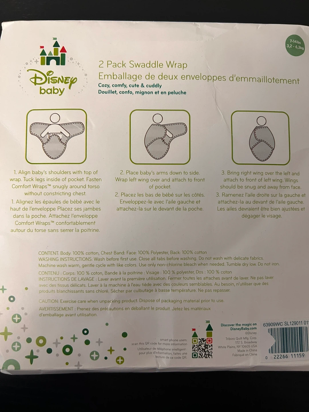 Disney Baby Swaddle Wrap – 2 Pack .  3-6 kg (7–14 lbs). - photo 5