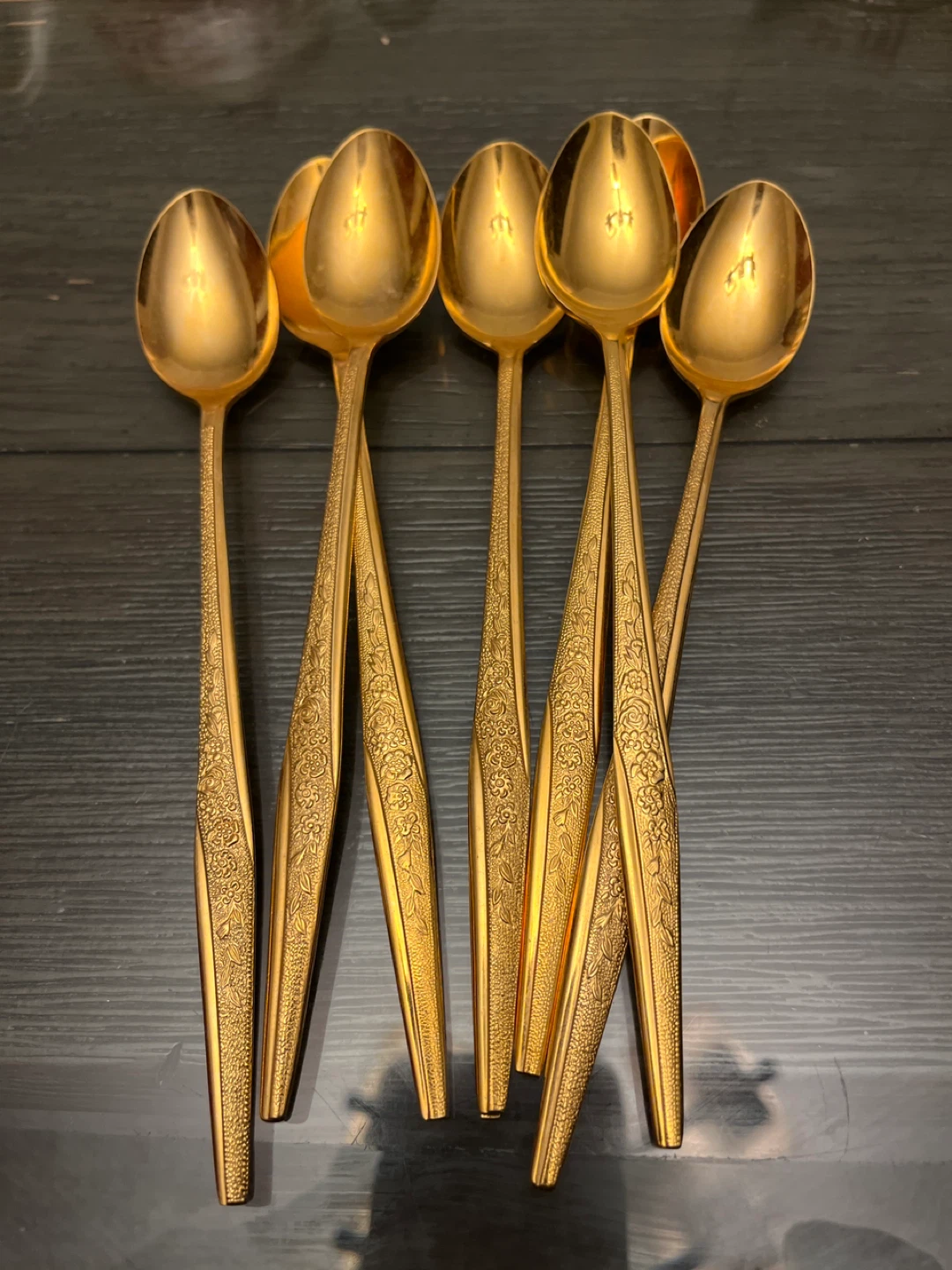 Golden Bouquet Gold-Plated Teaspoons (Set of 7)