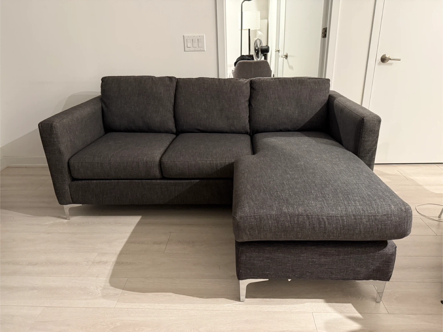 Grey Sectional Sofa with Chaise Lounge - photo 5