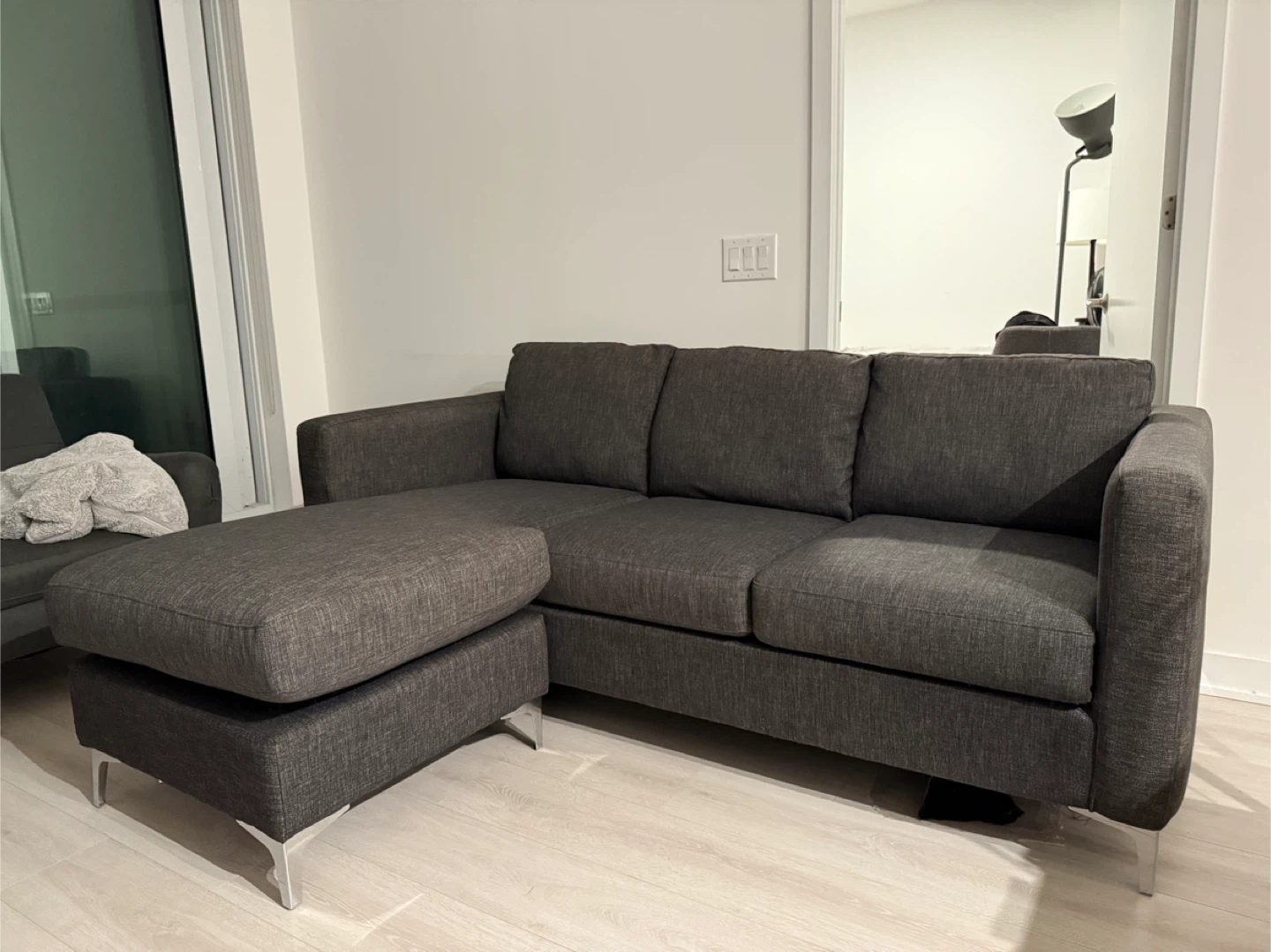 Grey Sectional Sofa with Chaise Lounge - photo 2