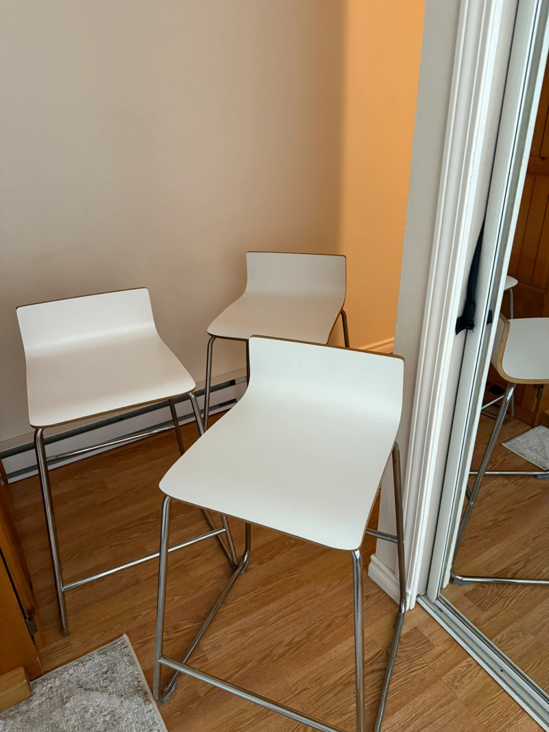 White Bar Stools - Set of 3
