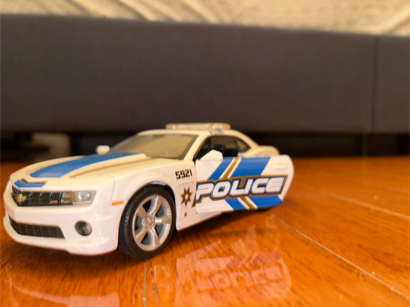 Toy Police Car - White & Blue
