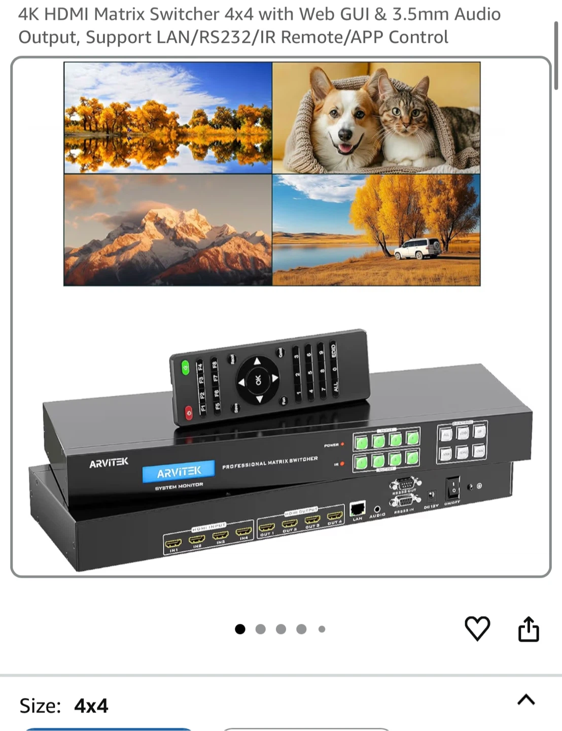 ARVITEK 4x4 HDMI Matrix Switcher new