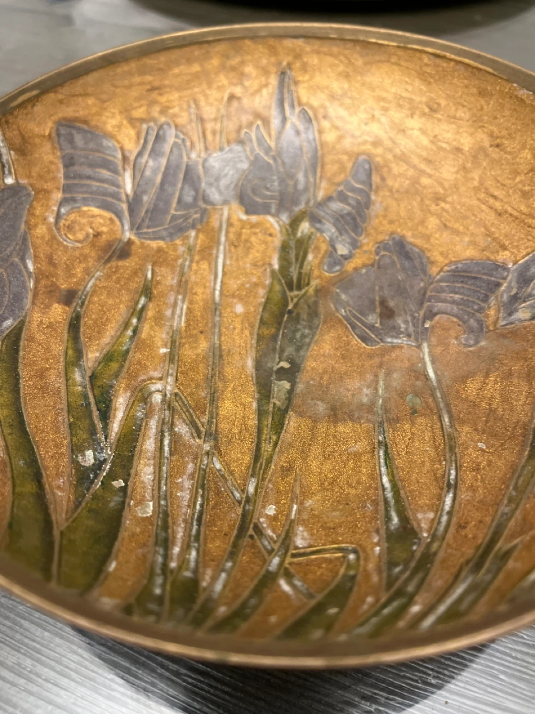 Decorative Brass Bowl with Floral Design - photo 2