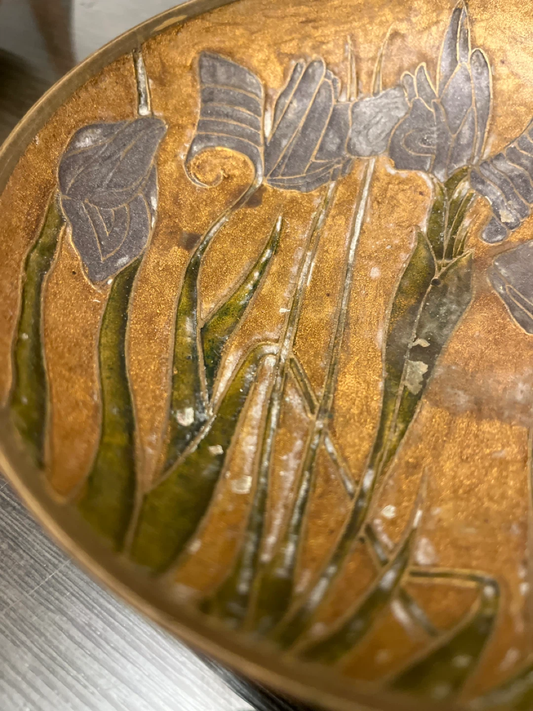 Decorative Brass Bowl with Floral Design - photo 3
