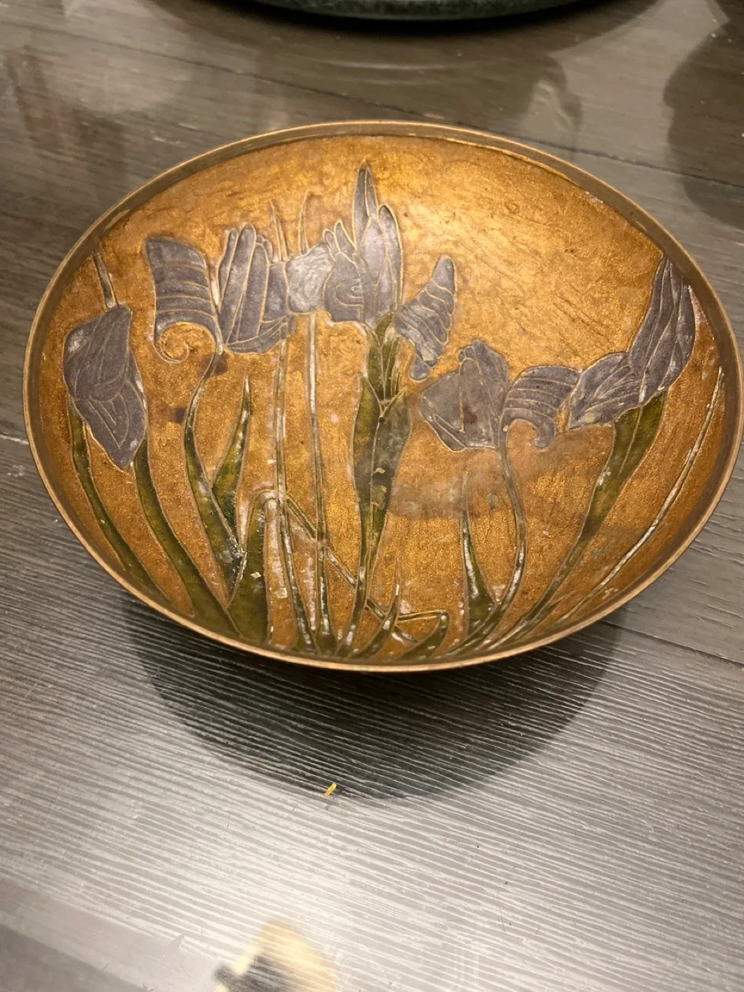 Decorative Brass Bowl with Floral Design