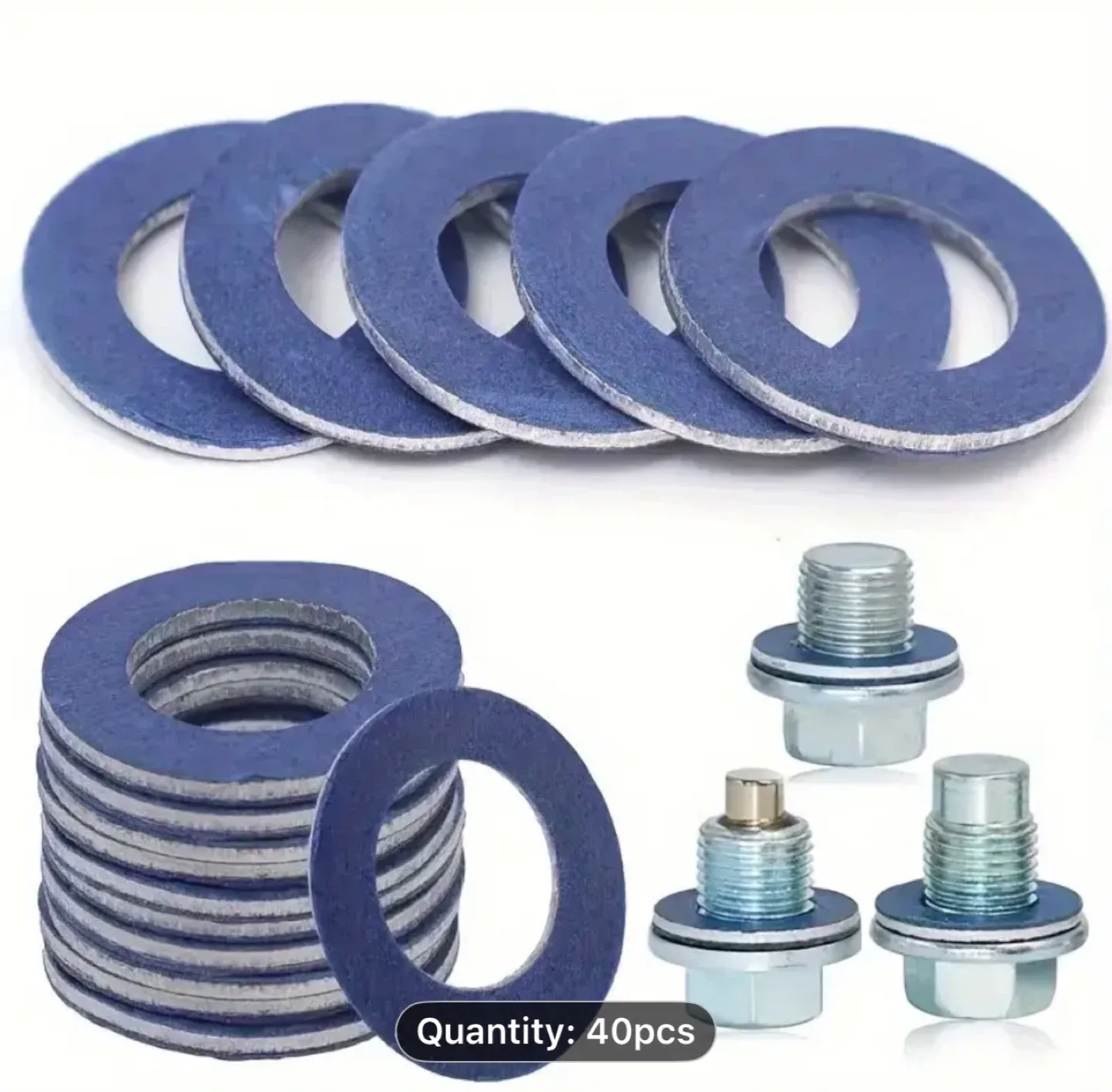 40pcs Oil Drain Sump Plug Washers Gasket Hole image indicator(4)