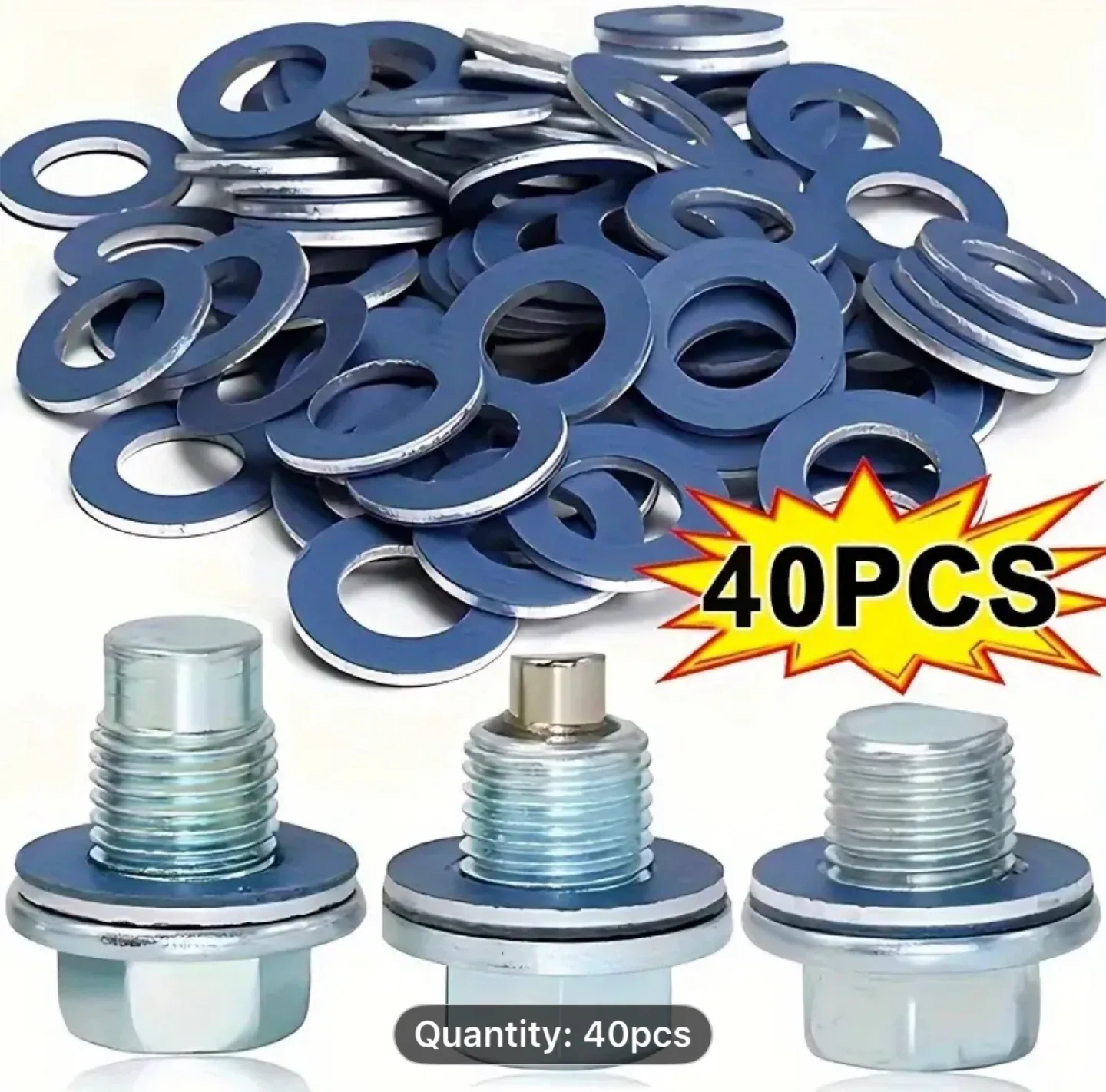 40pcs Oil Drain Sump Plug Washers Gasket Hole image indicator(5)