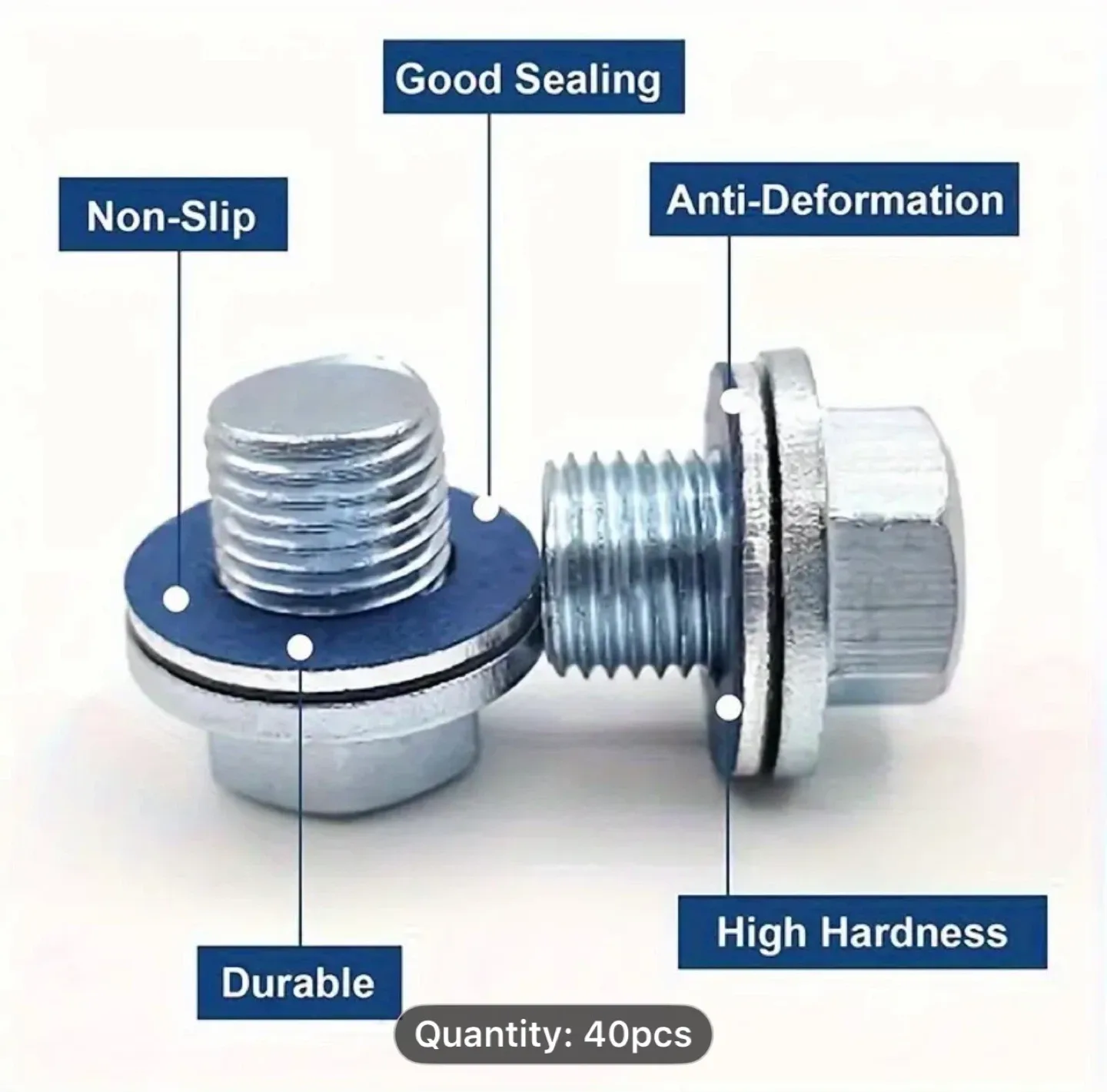 40pcs Oil Drain Sump Plug Washers Gasket Hole image indicator(2)