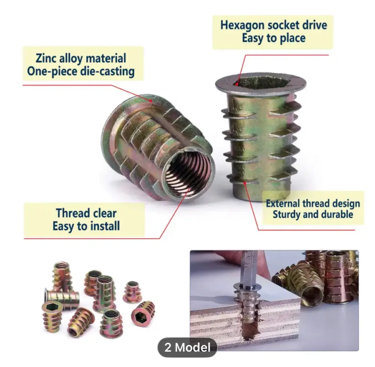 230pcs Wood Thread Insert Tool Kit image indicator(2)