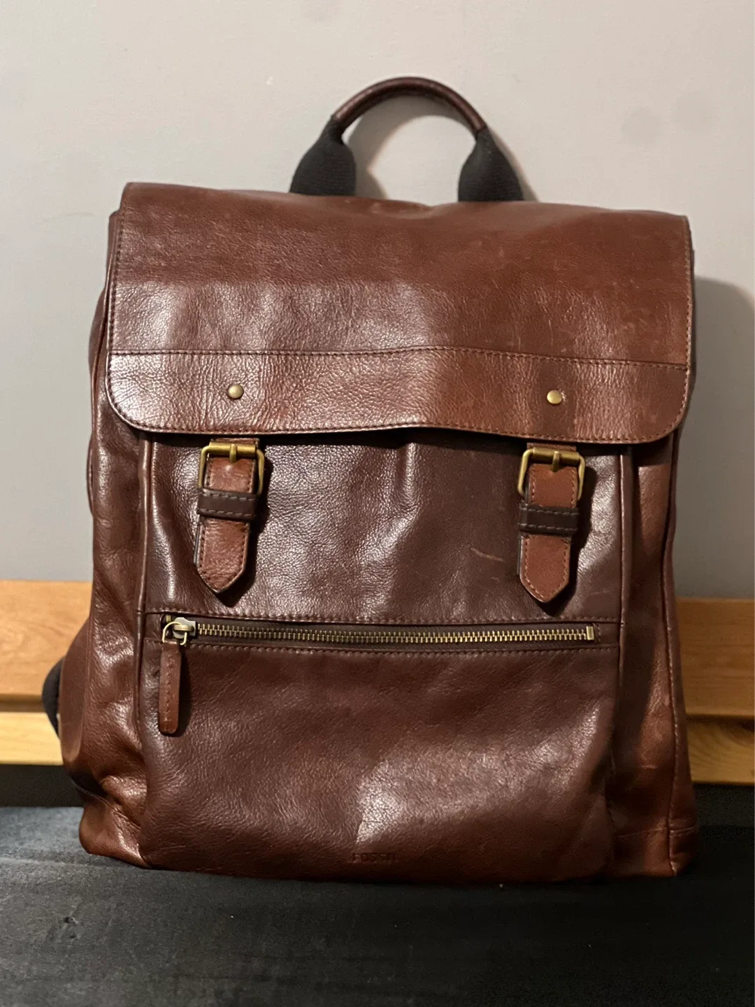 Fossil Vintage Brown Leather Backpack thumbnail