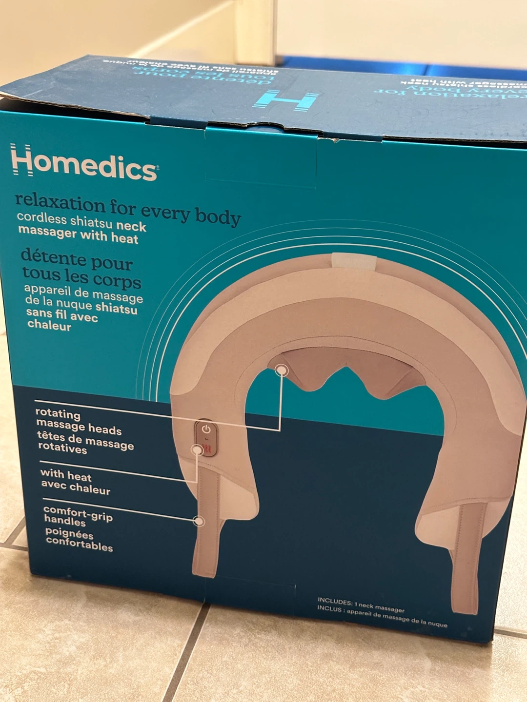 Homedics Cordless Shiatsu Neck Massager with Heat -No charger