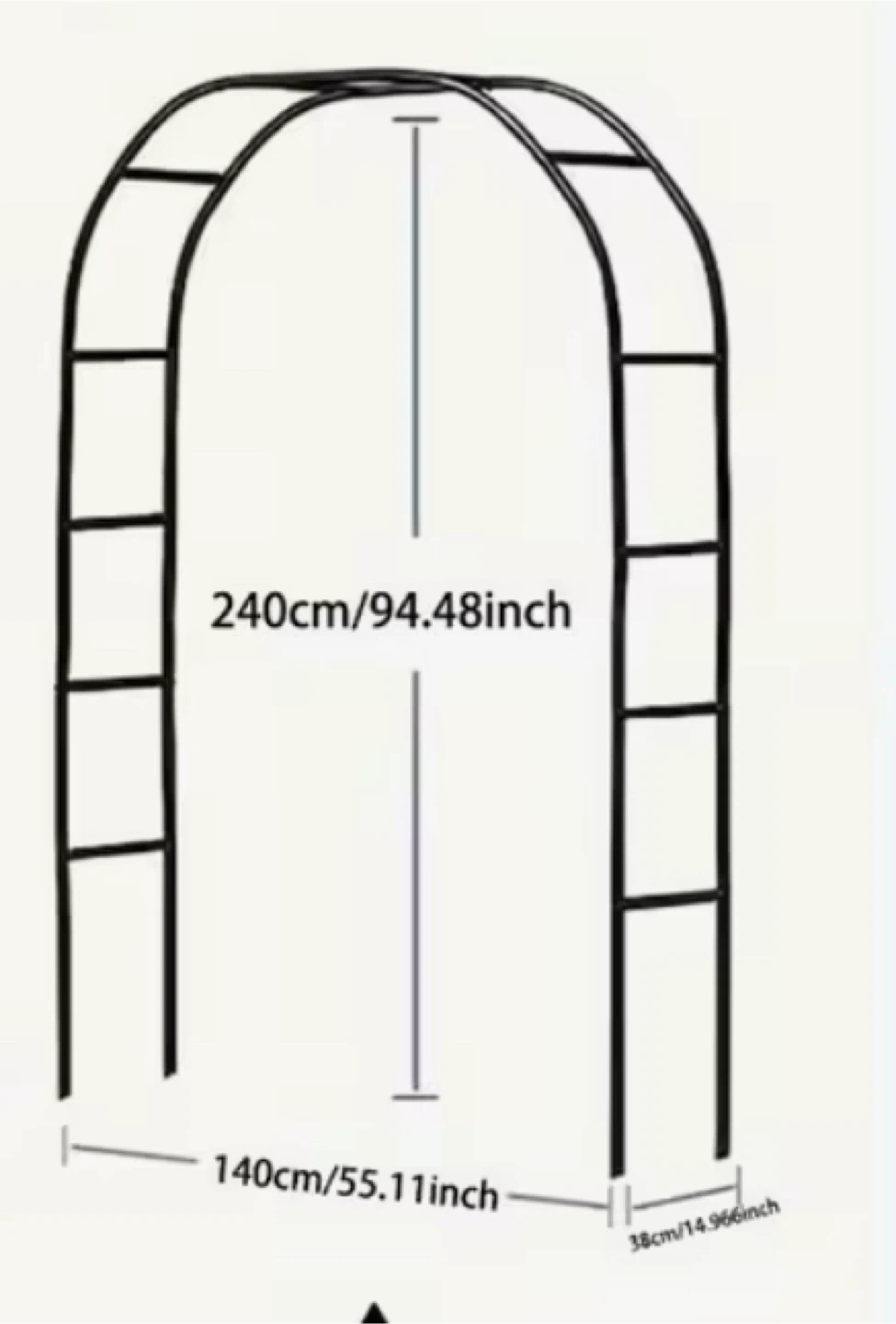 Garden Arch, Black Metal, 94.48 inch Height - photo 3