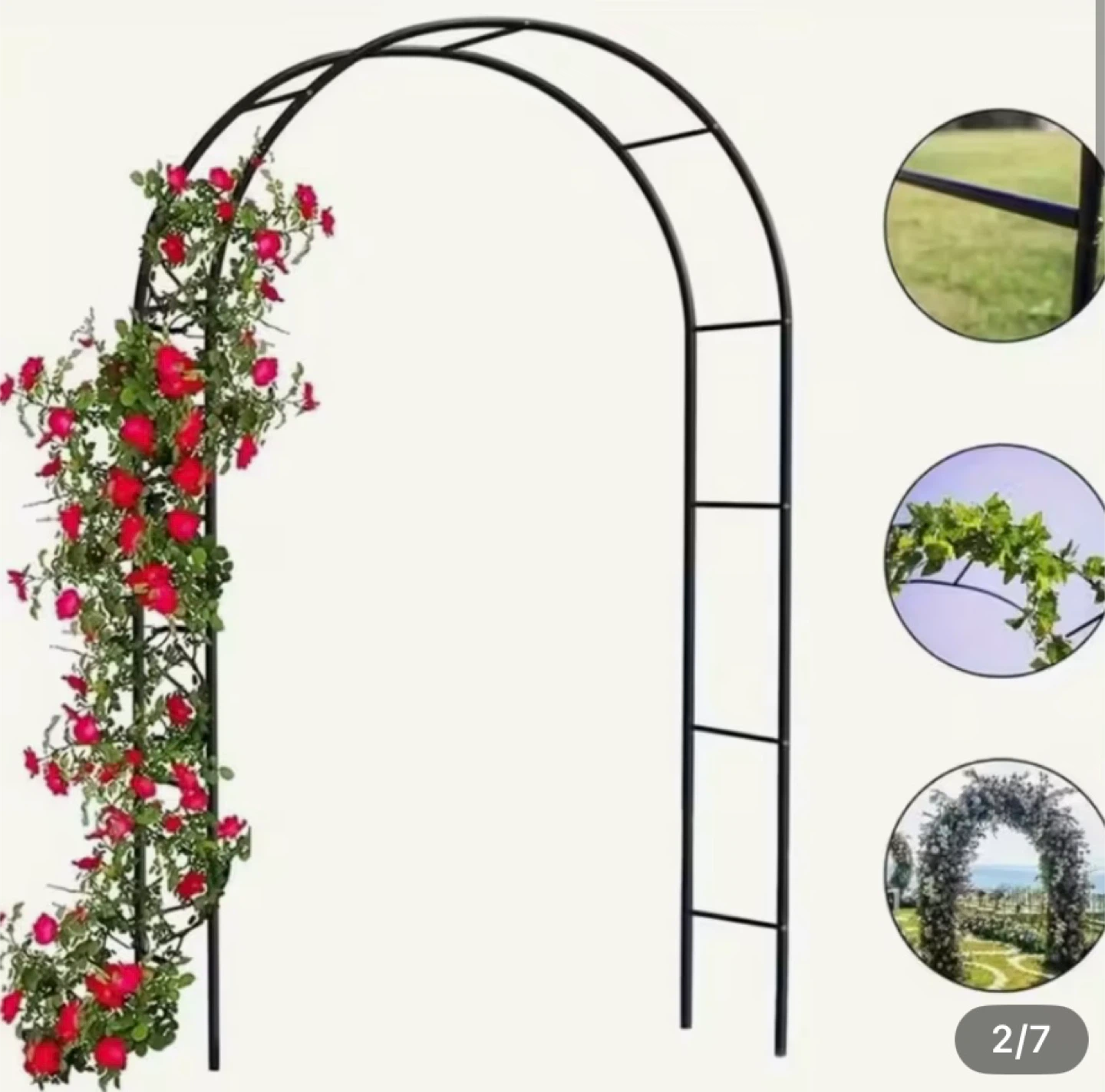 Garden Arch, Black Metal, 94.48 inch Height - photo 2