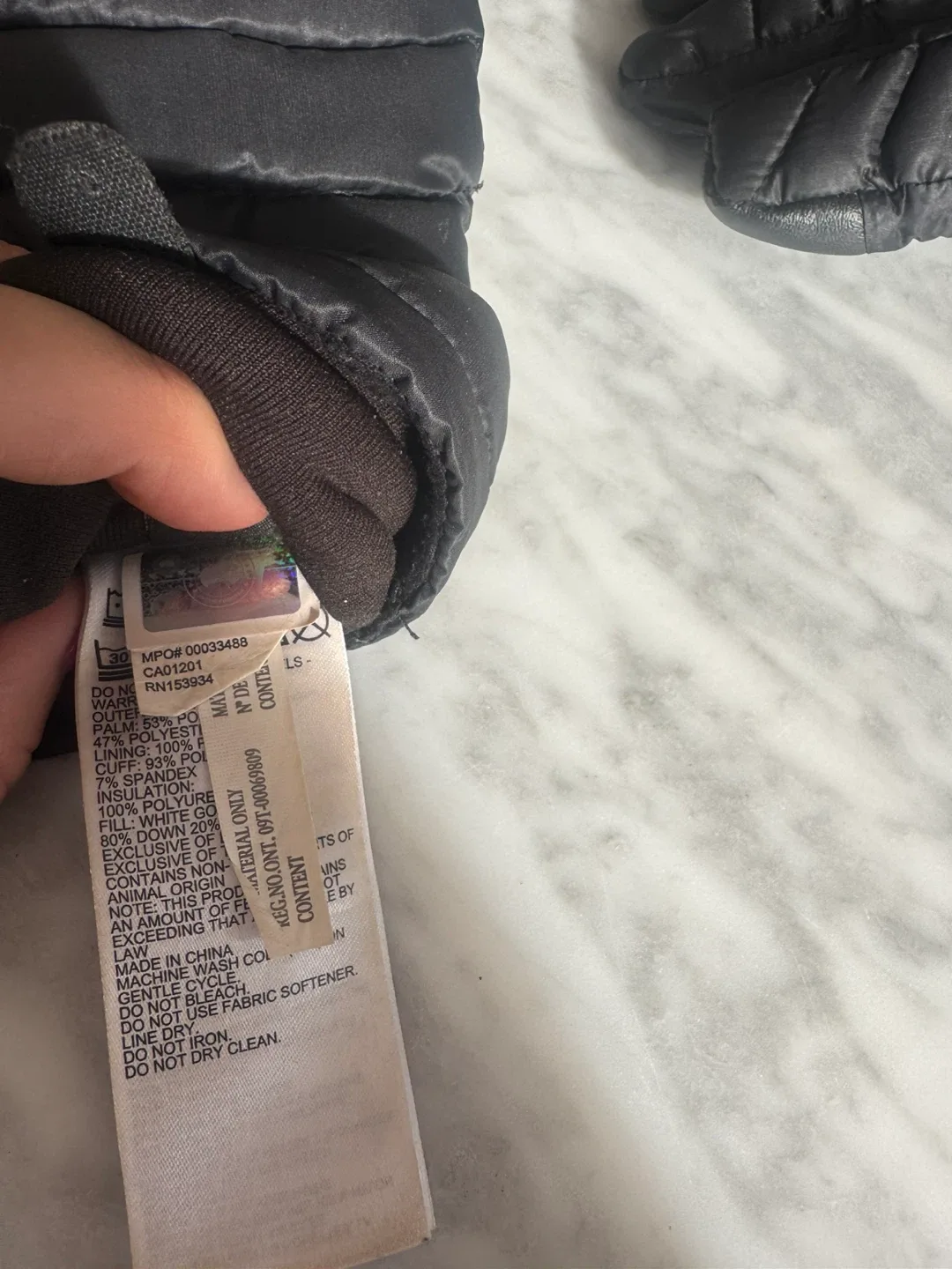 Canada Goose Padded Down Gloves - Black - Size LS image indicator(3)