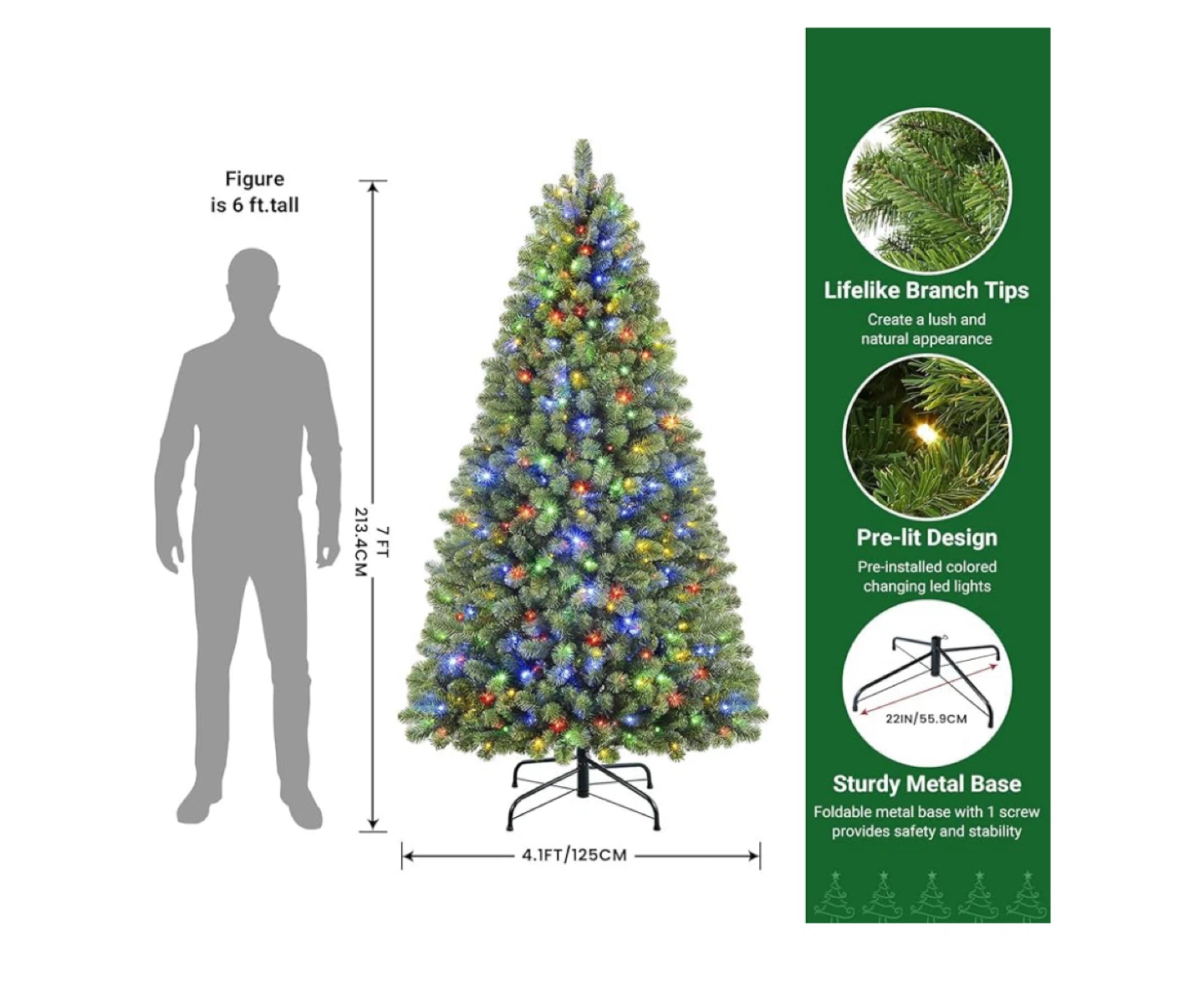 7 ft Pre-Lit Artificial Christmas Tree - photo 2