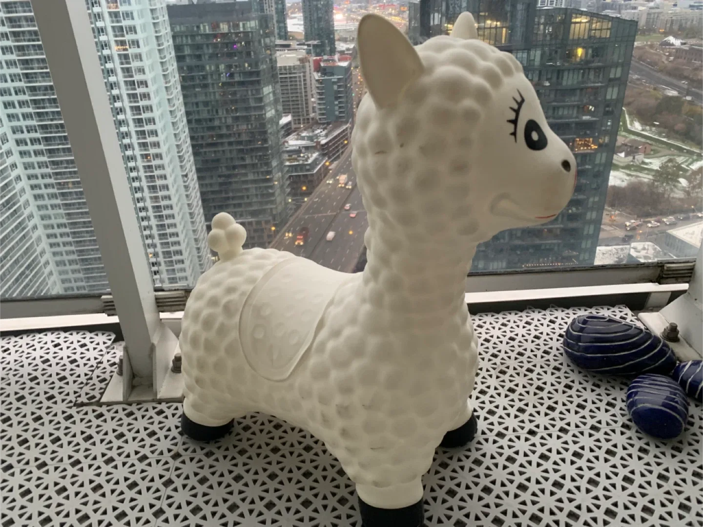 Children White Llama Bouncy Ride-On Toy