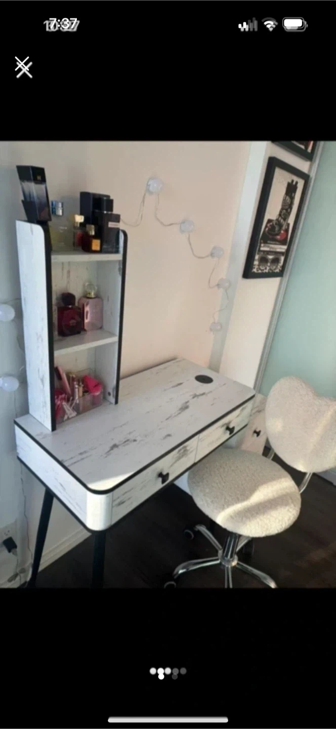 Vanity Desk with Shelves & Chair
