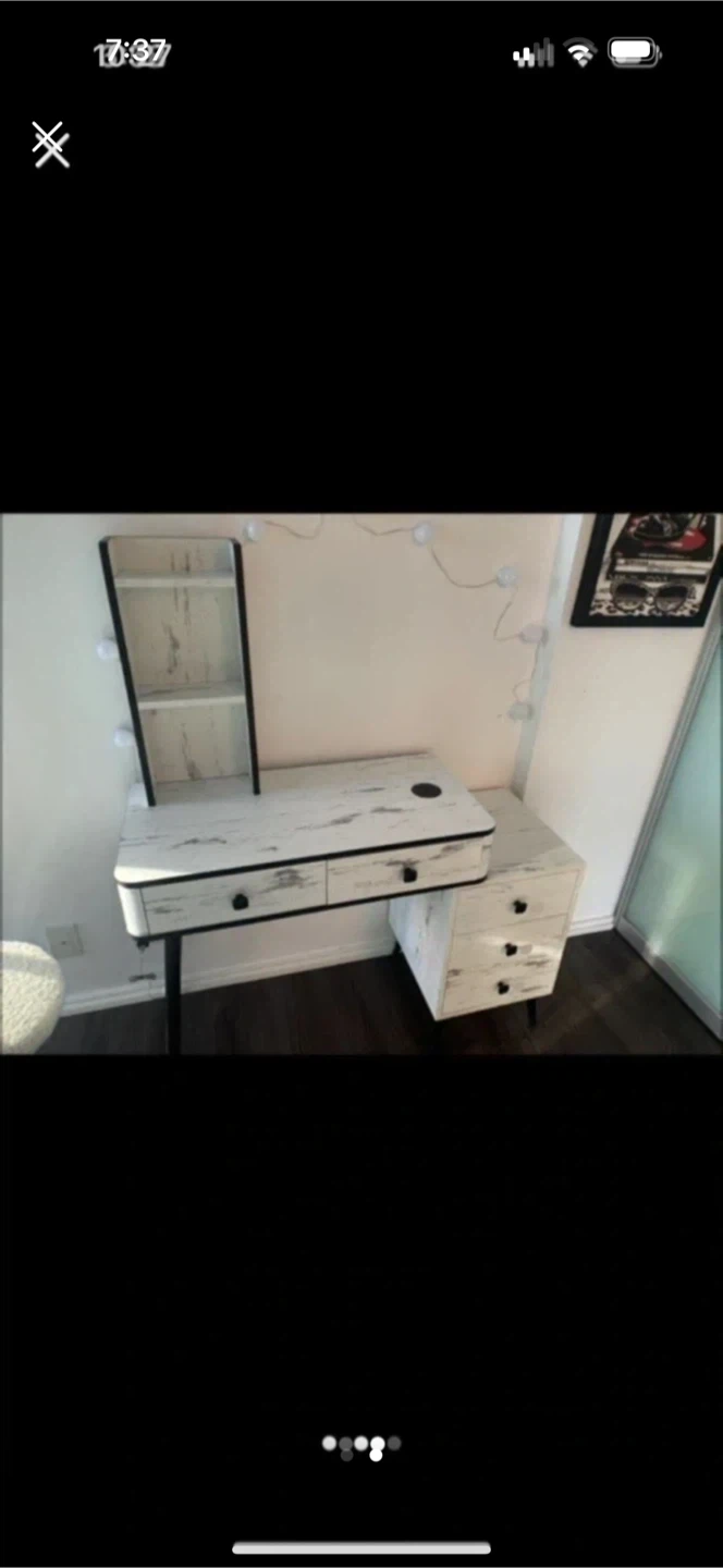 Vanity Desk with Shelves & Chair - photo 2