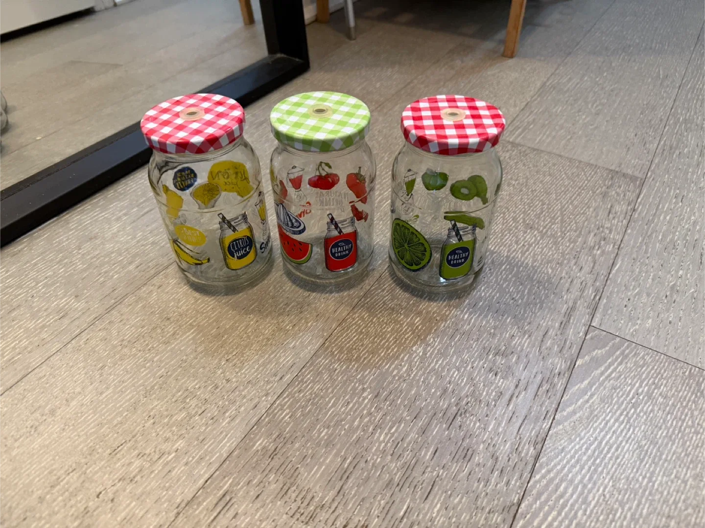 Cute drinking Glass Jars with Lids (Set of 3) image indicator(2)