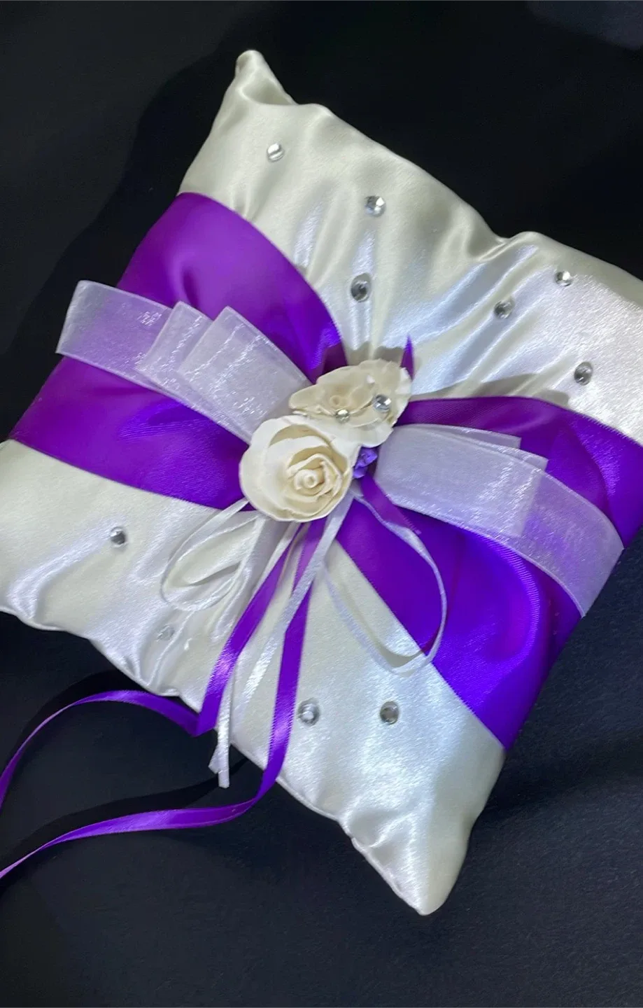 Ring Bearer Pillow - Purple & White image indicator(2)