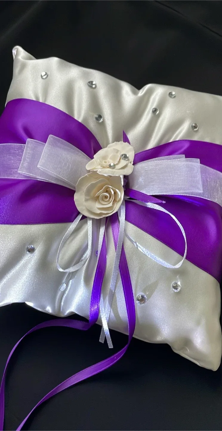 Ring Bearer Pillow - Purple & White image indicator(3)