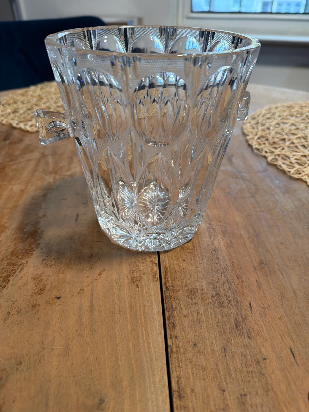 Vintage German  Bleikristal Crystal Ice Bucket with Handles