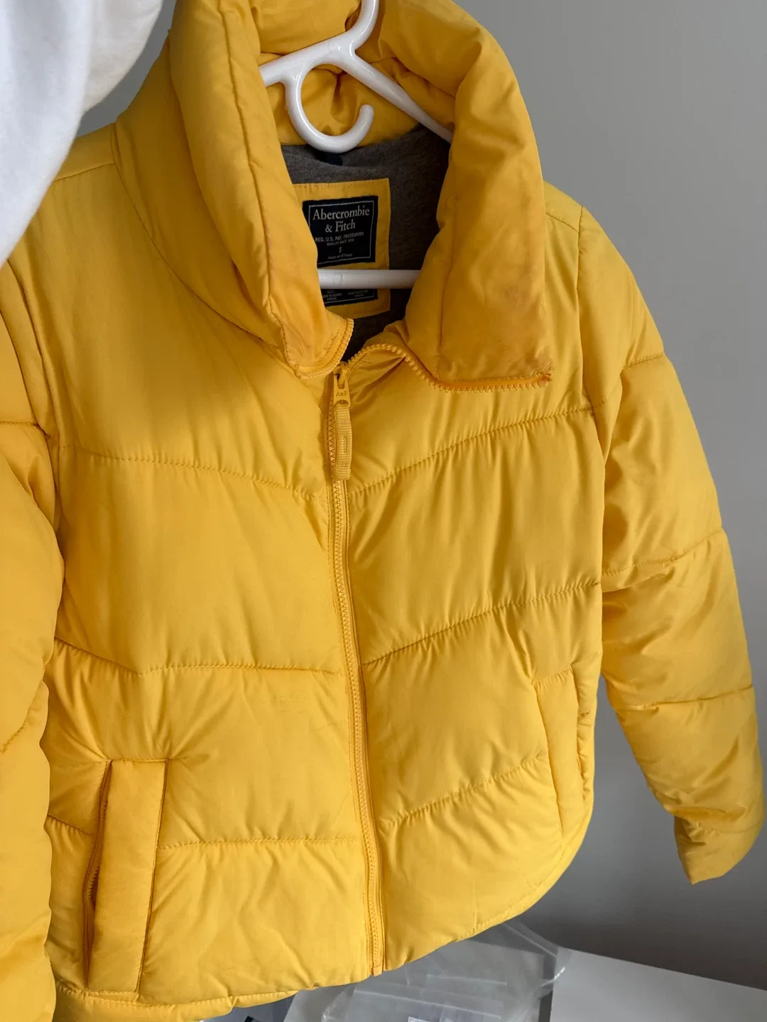Abercrombie & Fitch Yellow Puffer Jacket - Size S