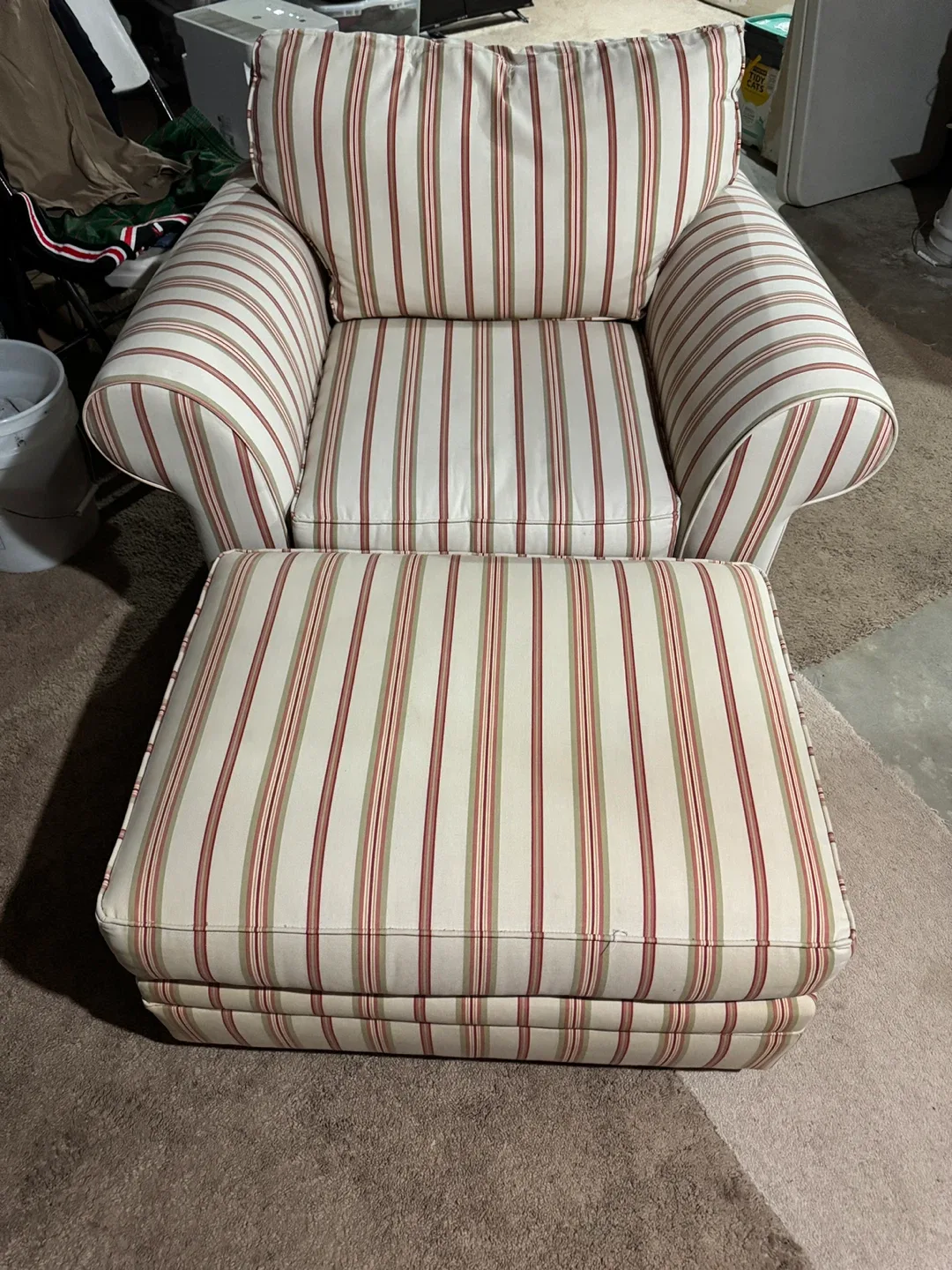 Striped Armchair with Ottoman image indicator(2)