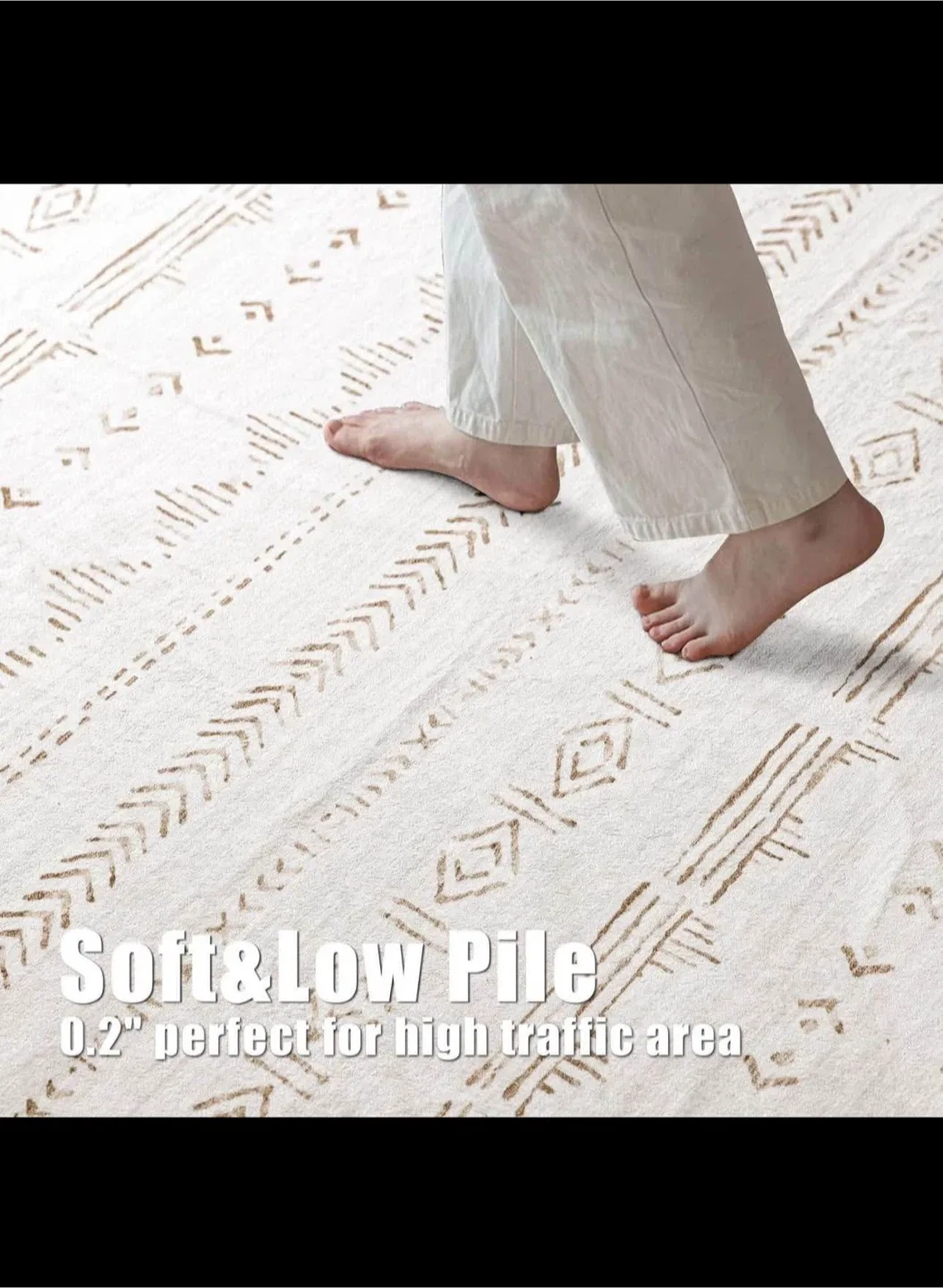 9x12 Area Rug Boho Moroccan Rug Indoor, Non-Slip , Light Brown image indicator(3)