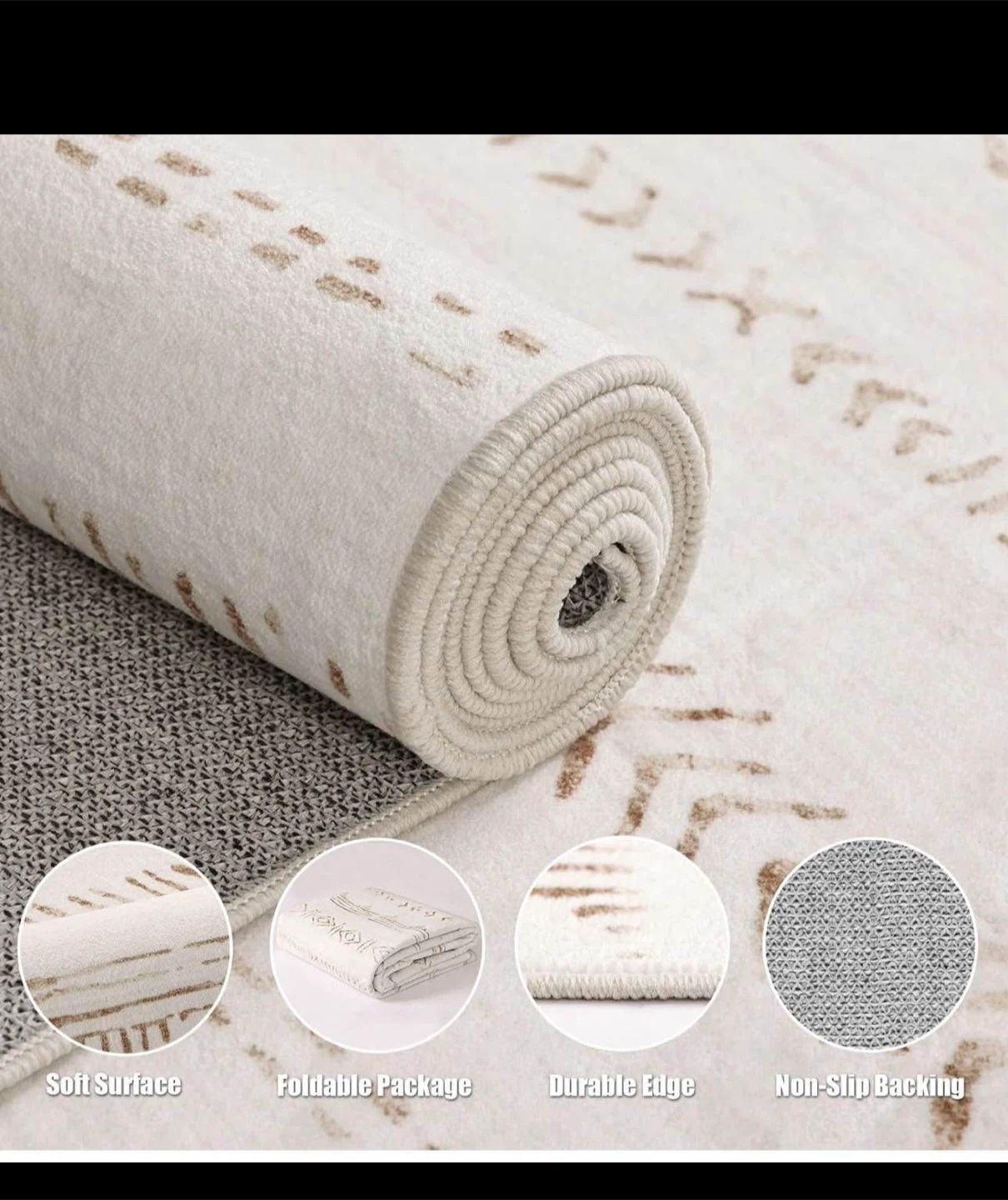 9x12 Area Rug Boho Moroccan Rug Indoor, Non-Slip , Light Brown - photo 2