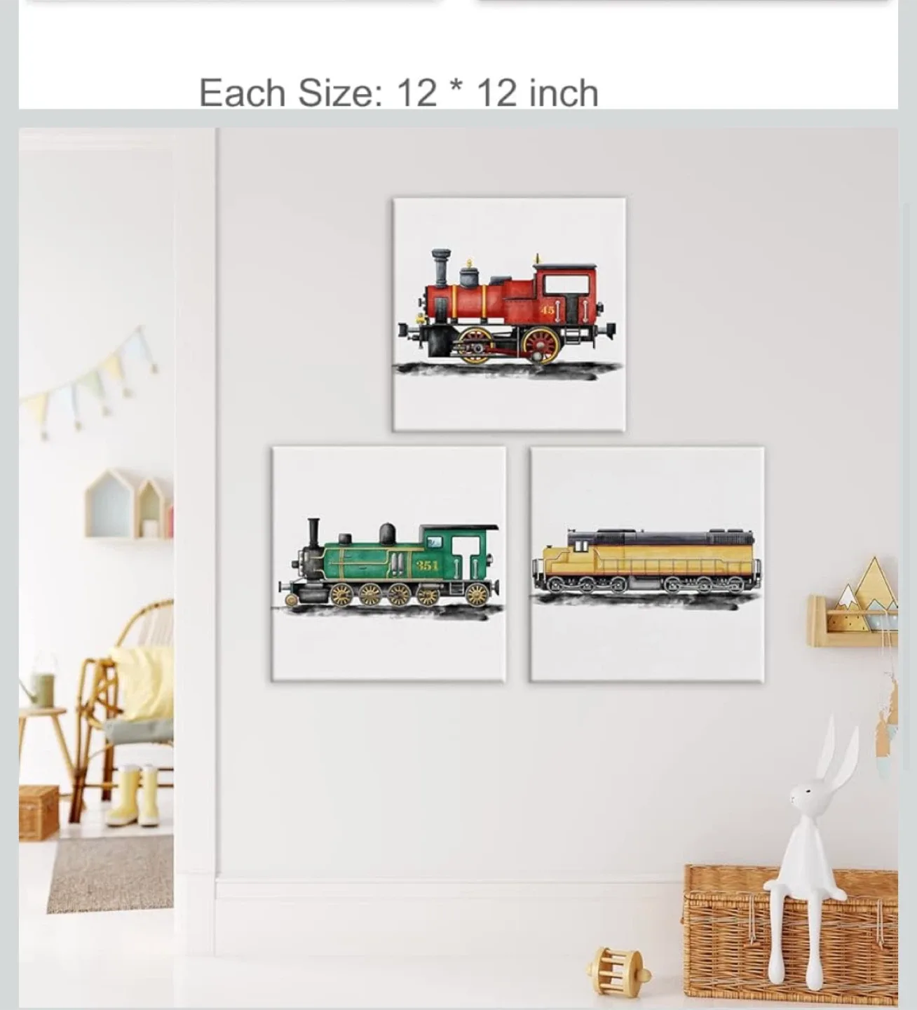 Train Wall Art - Set of 3 (12x12 in) thumbnail