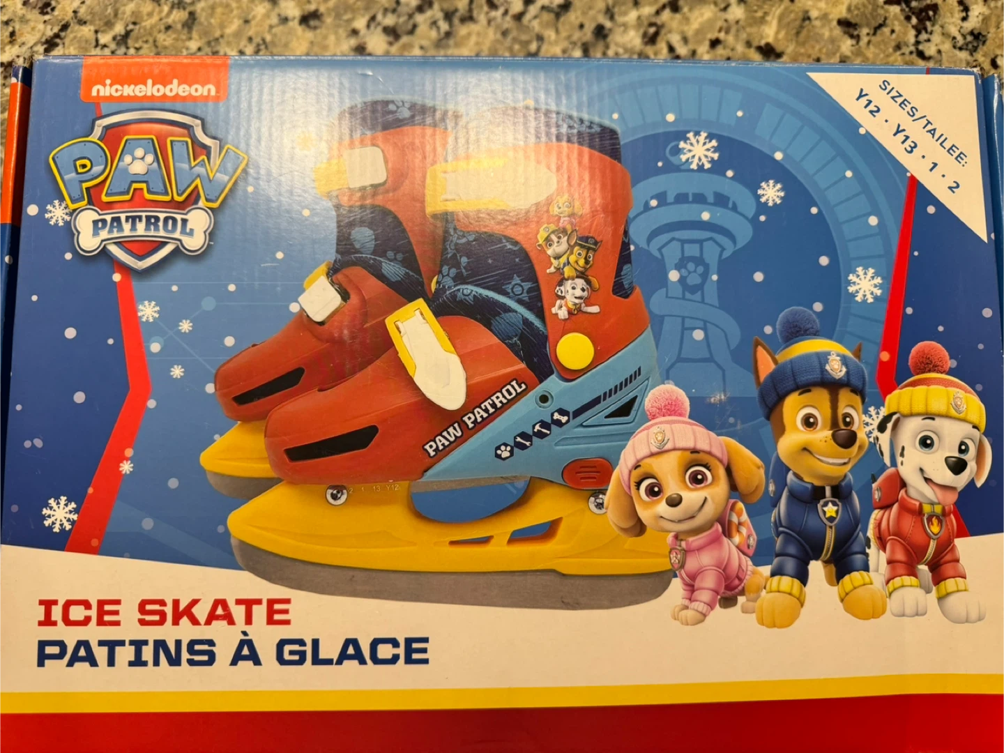 Paw Patrol Ice Skates, Size Y12-2, New in Box!