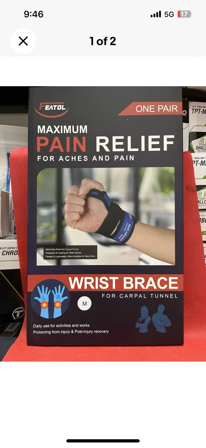 FEATOL Wrist Brace for Carpal Tunnel - Size M