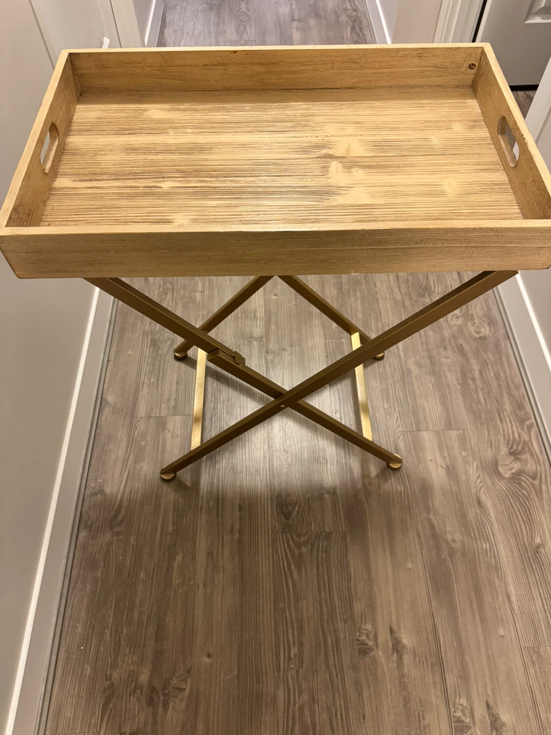 Wood Tray Table with Gold Legs