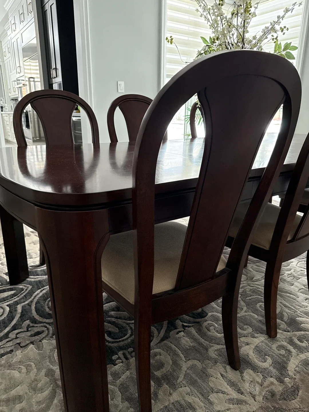 Dark Wood Dining Table with 8 Chairs image indicator(2)