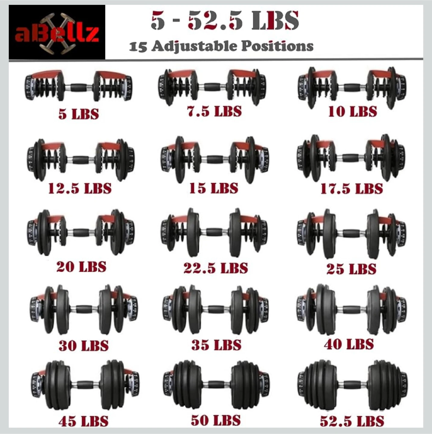 aBellz Adjustable Dumbbell 5-52.5 LBS - photo 2