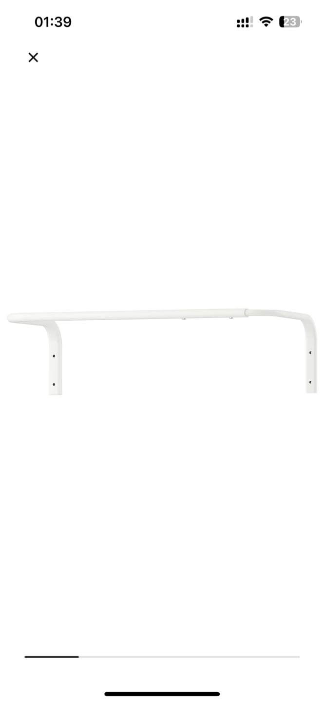 White IKEA wall mounted Clothes Rail