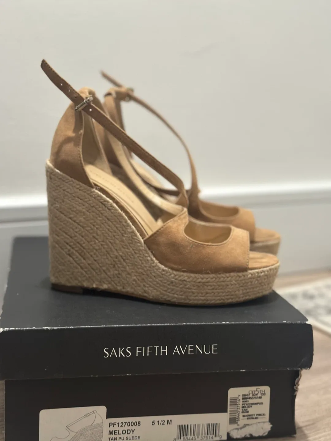 Saks Fifth Avenue Melody Wedge Sandals - Size 5.5 image indicator(2)