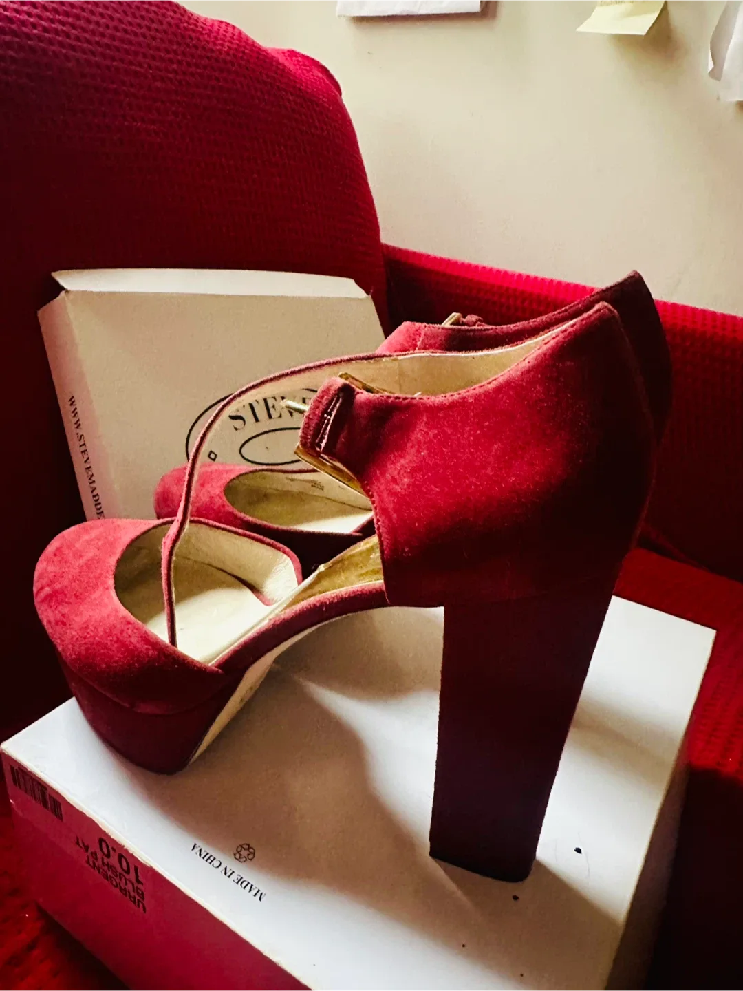 Steve Madden Red Suede Heels - Size 10 image indicator(3)