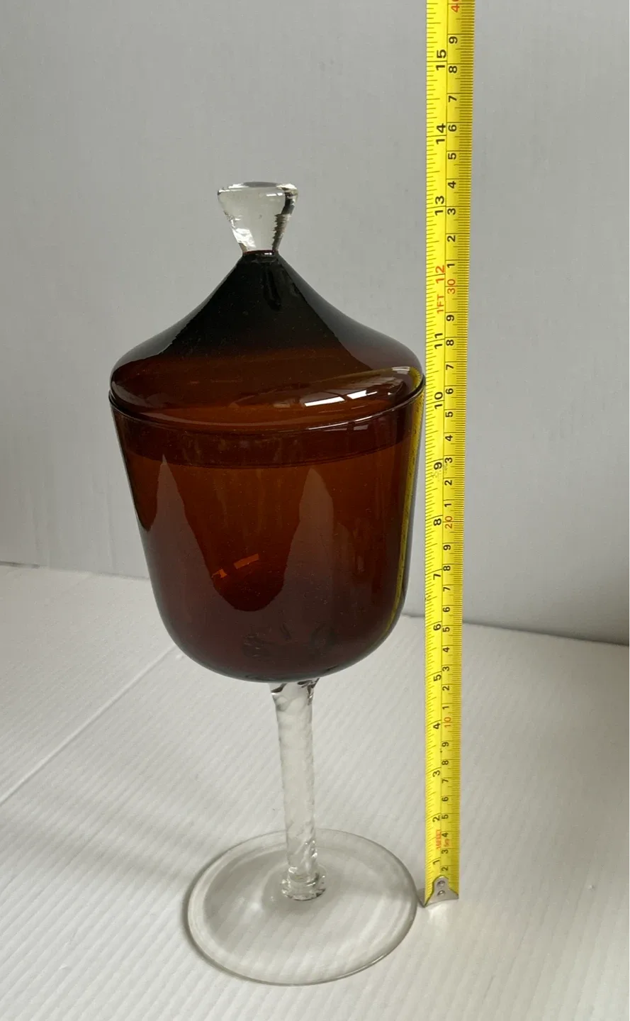 🥕Brown Tall Glass Candy Dish with Lid image indicator(3)